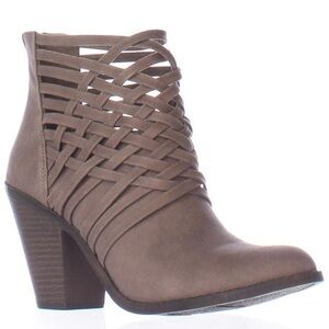 Fergalicious women taupe Weever ankle booties size 8 block 3.5“ heels never worn